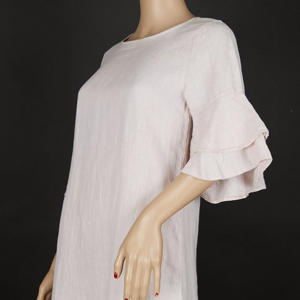 FRANCESCA BETTINI Linen Ruffle Sleeved Dress XS - Picture 3 of 8
